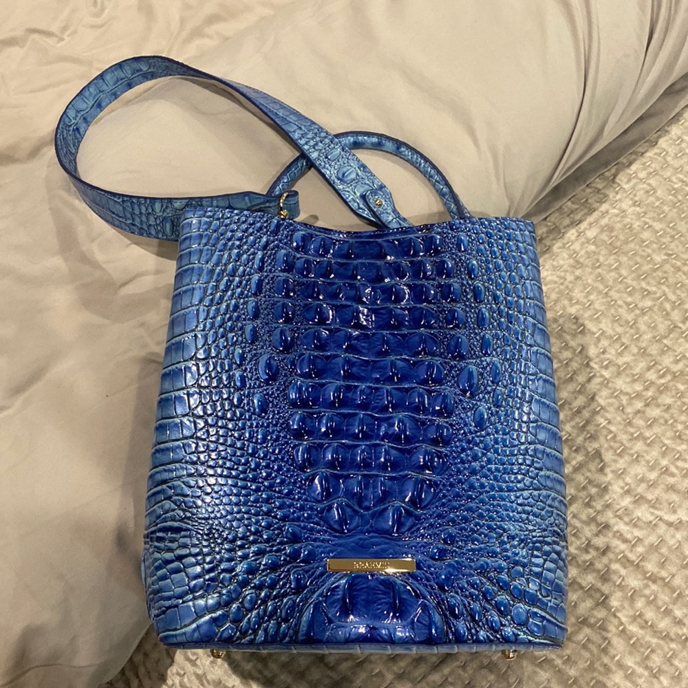 BRAHMIN crocodile blue ombre bag